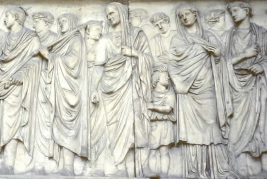 A relief of Ara Pacis Augustae depicting some of the imperial family